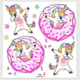 Pegatina Rainbow Unicornior Dab Dance Donut Fiesta