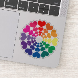 Pegatina Rainbow Valentine Hearts in a Circle