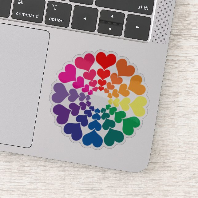 Pegatina Rainbow Valentine Hearts in a Circle (Detalle)