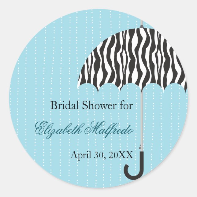 Pegatina Rainy Day Bridal Shower (Anverso)