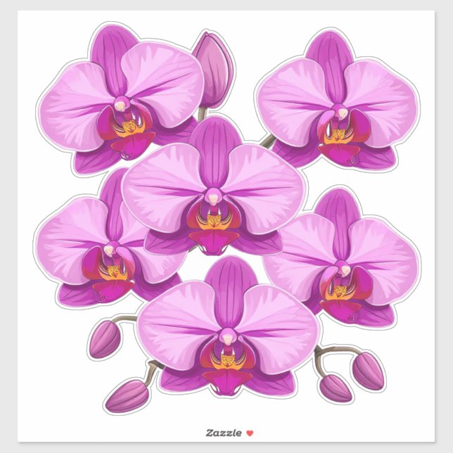 Pegatina Rama de flores de orquídea rosa vibrante (Hoja)