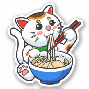 Pegatina Ramen Gato Sucio