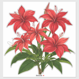 Pegatina Ramo de flores de hibisco rojo vibrante