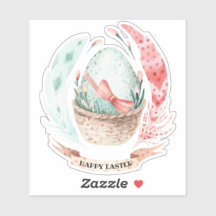 Pegatina Ramo de huevo y plumas de Pascua