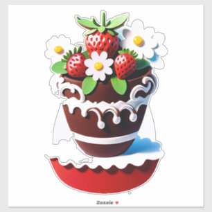 Pegatina Ramo de Jarrón de Chocolate Elegante con Fresas