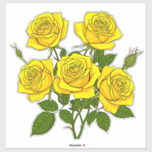 Pegatina Ramo de rosas amarillas brillantes