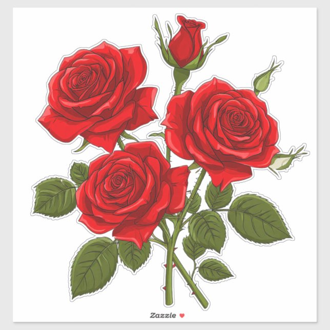 Pegatina Ramo de Rosas Rojas (Hoja)