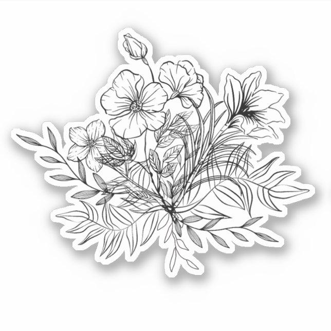 Pegatina Ramo floral minimalista (Anverso)