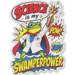 Pegatina Rana científica del Pop Art La ciencia es mi Swamp