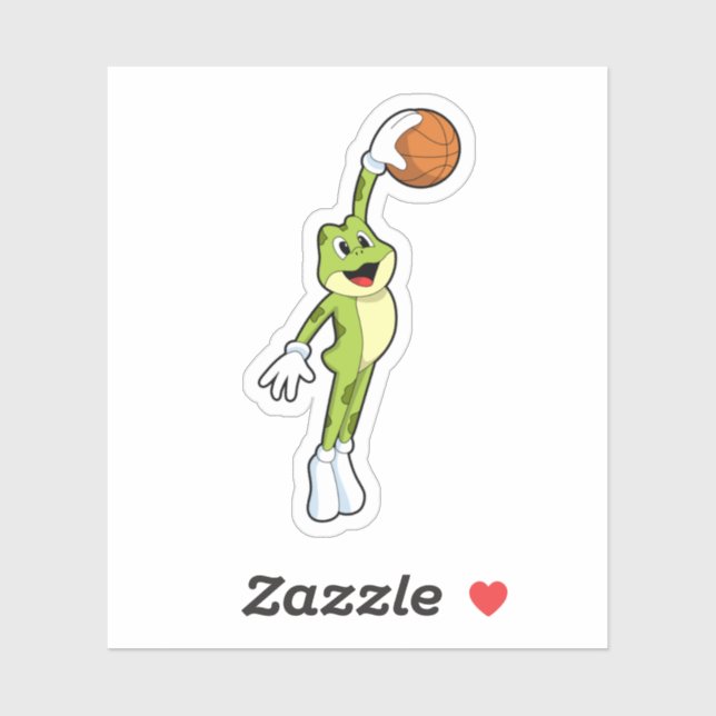 Pegatina Rana como jugador de baloncesto con baloncesto.PNG (Hoja)