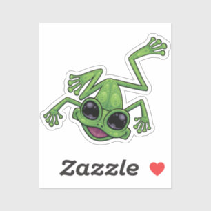 Pegatina Rana de árbol verde feliz