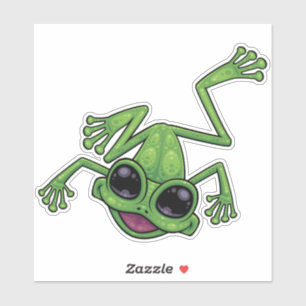 Pegatina Rana de árbol verde feliz