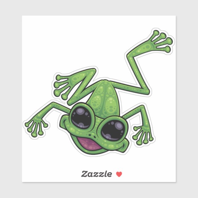 Pegatina Rana de árbol verde feliz (Hoja)