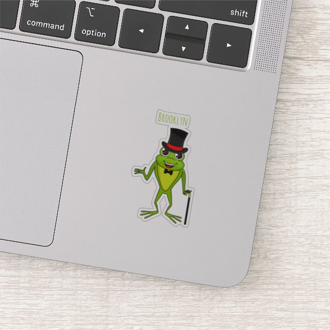 Pegatina Rana divertida con personalizado de sombrero super (Detalle)