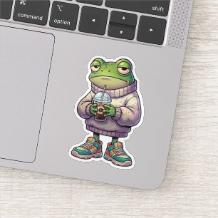 Pegatina Rana Emocionalmente Cansada Sticker de Café Estéti