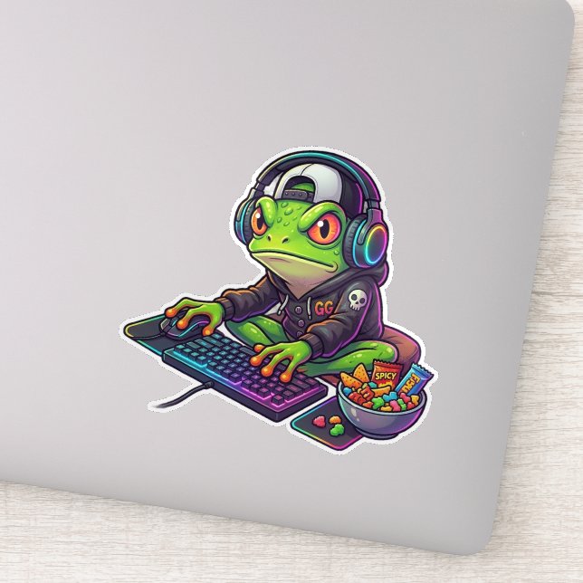 Pegatina Rana Gamer Caos RGB (Detalle)