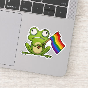 Pegatina Rana LGBT con bandera del orgullo