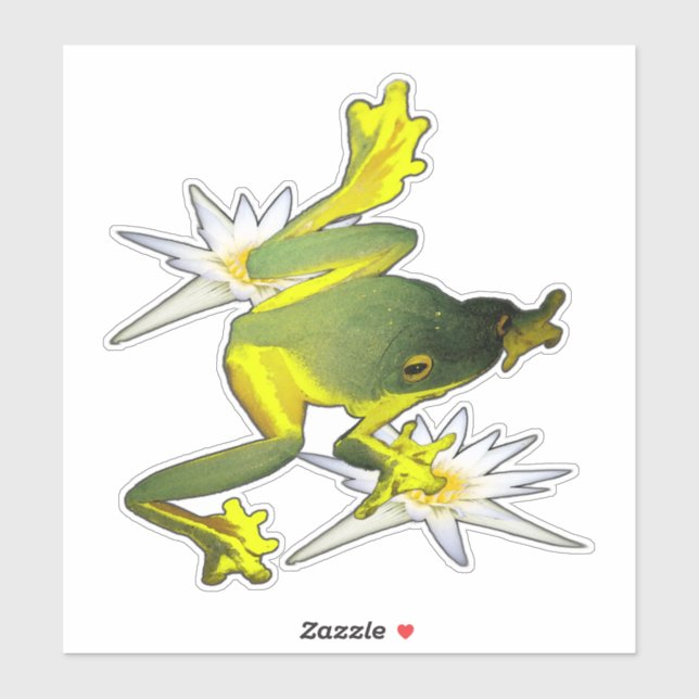 Pegatina Ranas Y Flores De Lotus Paint OIl, (Hoja)