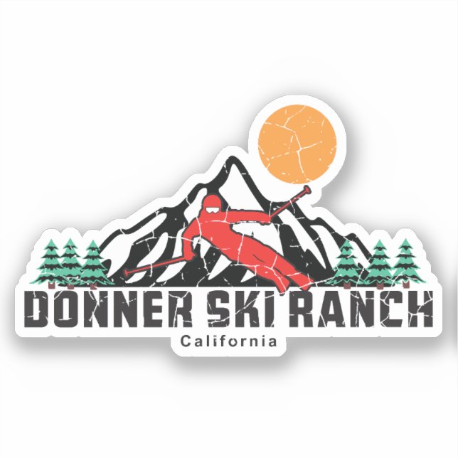 Pegatina Rancho de esquí Retro Donner (Anverso)