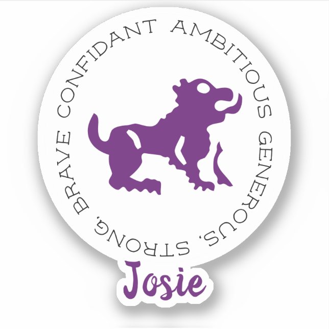 Pegatina Rasgos de la estrella del zodiaco Leo (Anverso)