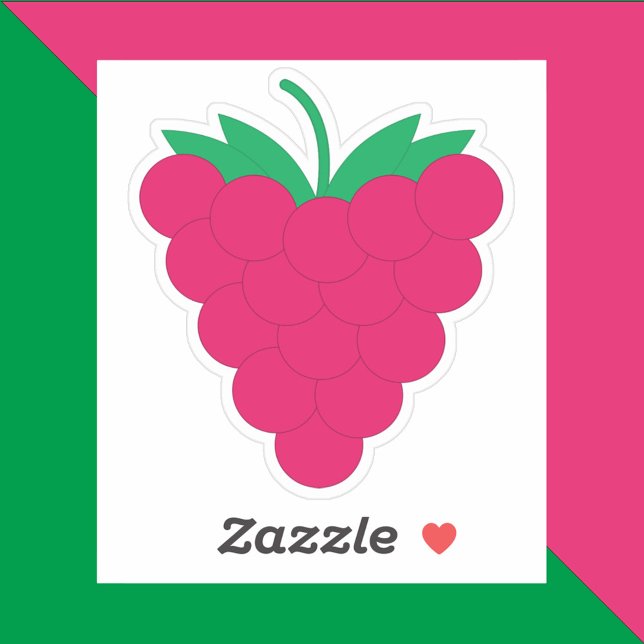 Pegatina Raspberry Fruit Berry Pink ( A die cut sticker of a pink raspberry with a green stem.)