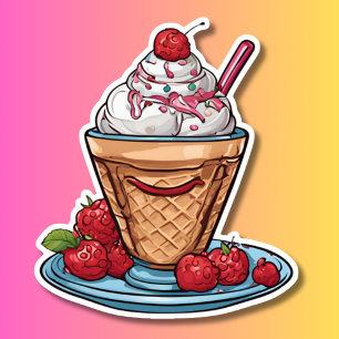 Pegatina Raspberry Sundae impermeable