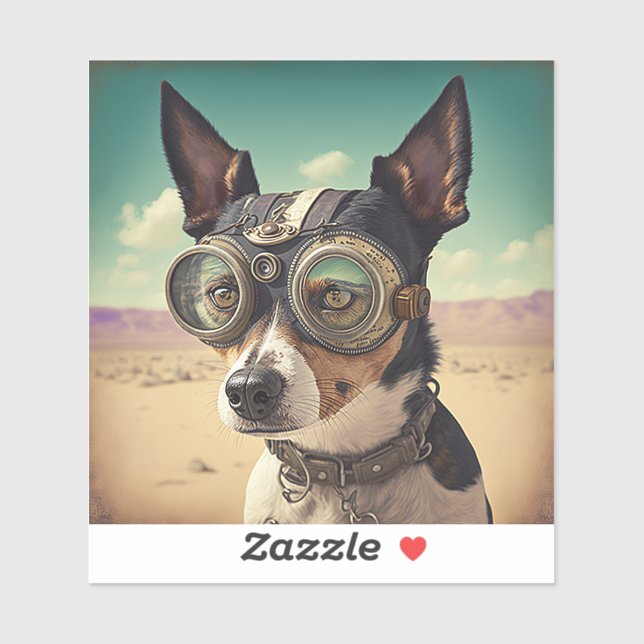 Pegatina Rat Terrier Steampunk Dog (Hoja)