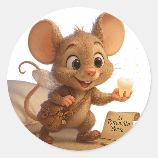 Pegatina Ratoncito Pérez – Regalo por tu Diente (Anverso)
