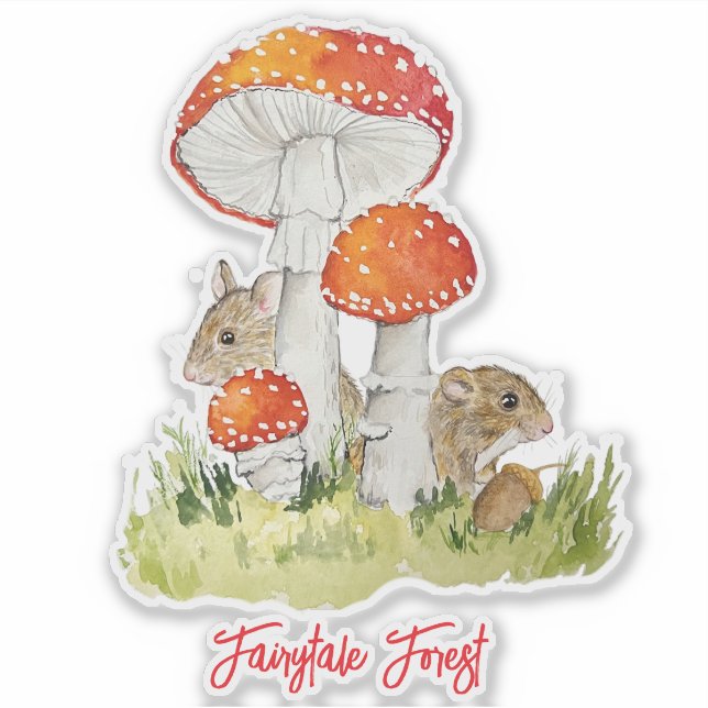 Pegatina Ratones y setas forestales (Anverso)