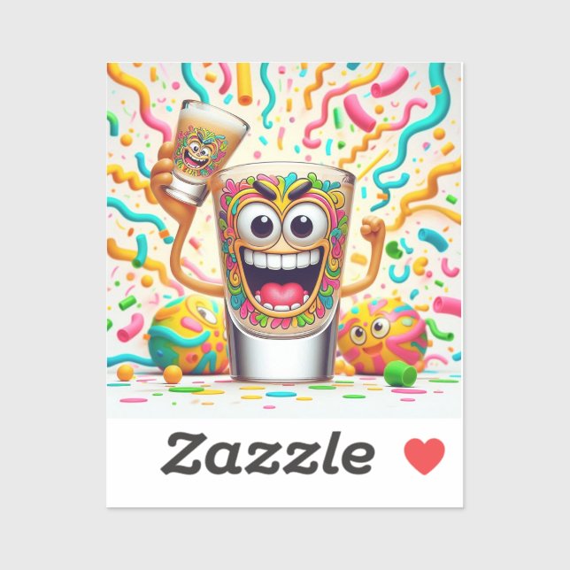 Pegatina Rave Party Shot Glass – vibrant Fun  (Hoja)