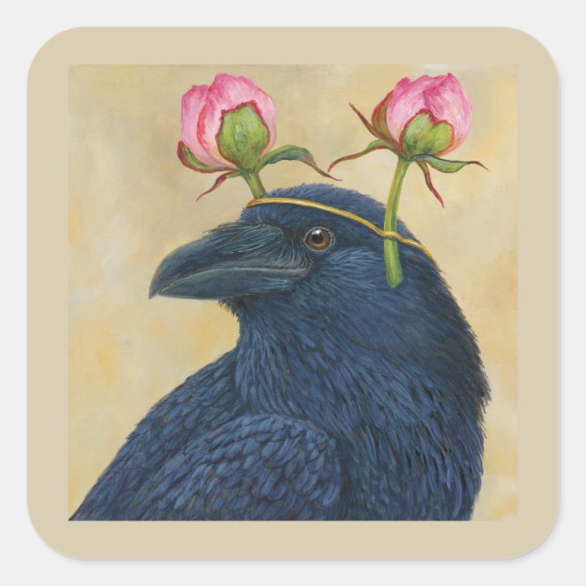 Pegatina Raven/peony (Anverso)