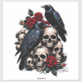 Pegatina Ravens y Rosas: Una sinfonía gótica