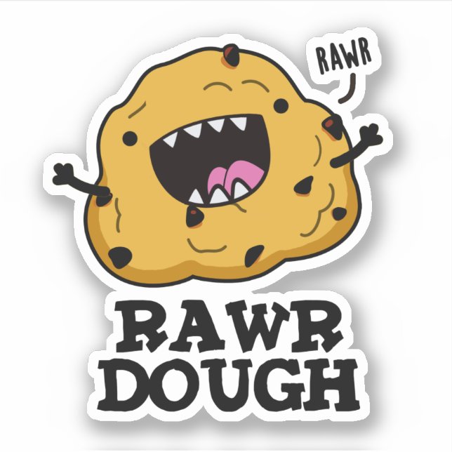 Pegatina Rawr Dough Funny Food Pun (Anverso)