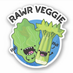 Pegatina Rawr Veggie Funny Food Pun