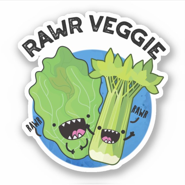 Pegatina Rawr Veggie Funny Food Pun (Anverso)