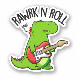 Pegatina Rawrk Y Rolling Funny Rocker Dinosaur Pun