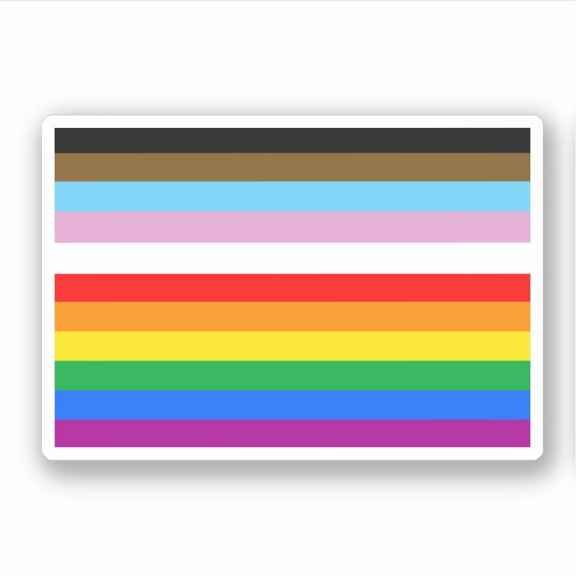 Pegatina Rayas de la Bandera de Progreso LGBTQ+ (Anverso)