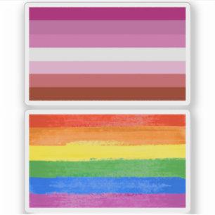Pegatina Rayas de la Bandera del Orgullo Lesbiano