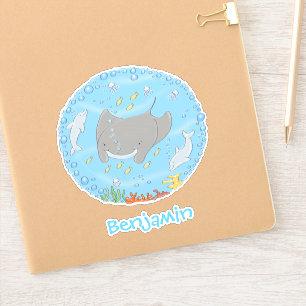 Pegatina Rayos de manta y delfines personalizado ilustracio