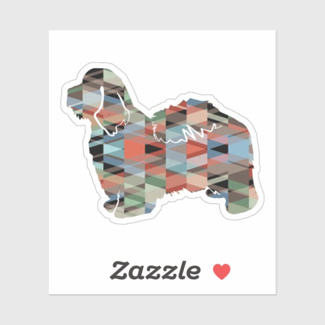 Pegatina Raza de perro de La Habana Geo Silhouette Plaid (Hoja)