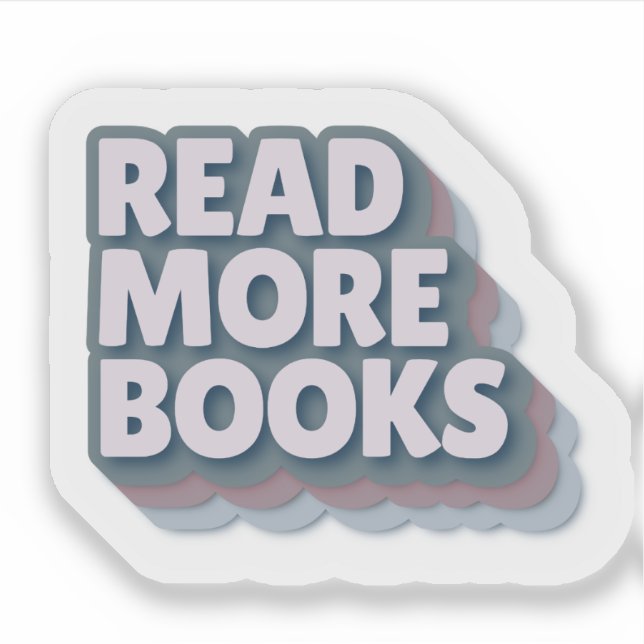 Pegatina Read More Books Retro Typography Sticker (Anverso)