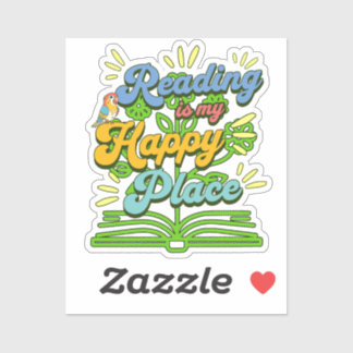 Pegatina Reading is My Happy Place Colorful Vinyl Sticker