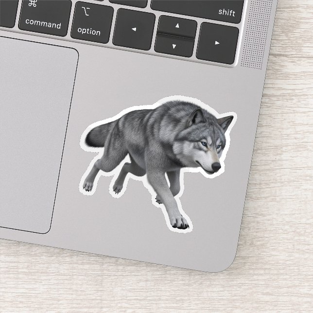 Pegatina Realistic Grey Wolf 3D Digital Art Die-Cut Sticker (Detalle)
