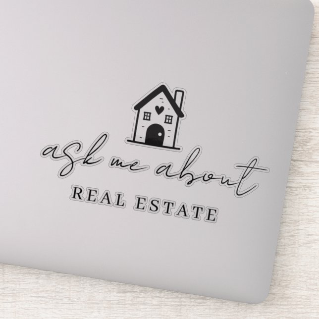Pegatina Realtor me pregunta sobre promoción inmobiliaria (Detalle)