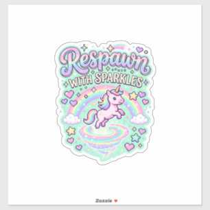 Pegatina Reaparición de Unicornio con Purpurina Vector Prem