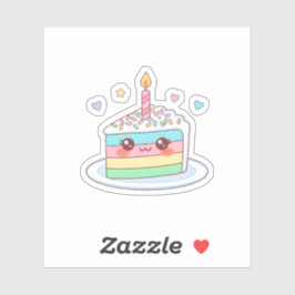 Pegatina Rebanada De Pastel Pequeña Y Adorable