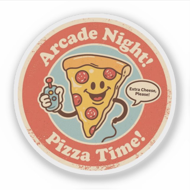 Pegatina Rebanada de Pizza Divertida para Jugadores "¡Extra (Anverso)