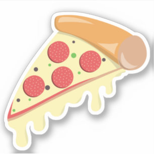 Pegatina Rebanada de pizza queso derretido pepperoni comida