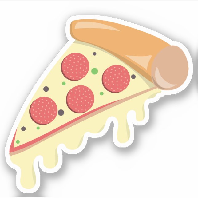 Pegatina Rebanada de pizza queso derretido pepperoni comida (Anverso)