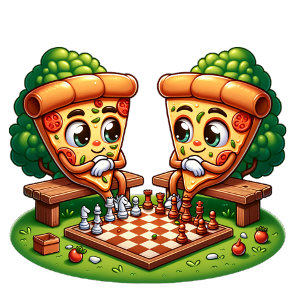 Pegatina Rebanadas de pizza jugando ajedrez